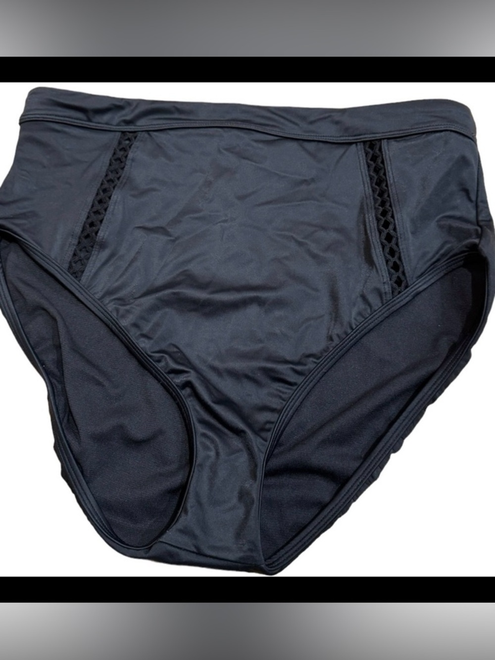 BEACH BETTY by Miracle Brands Black High Waist Size Large Bikini Swim Bottoms - Picture 2 of 8